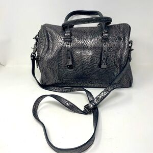 Badgley Mischka Dark Gray Faux Leather Weekend Bag – Crossbody & Shoulder Straps